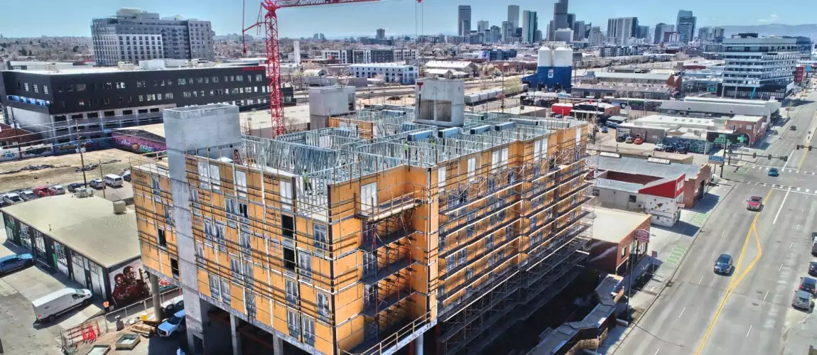 Construction site of VIB Hotel in an urban area